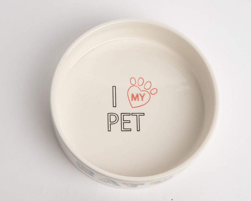 [Australia] - Park Life Designs Small Pet Bowl, Retro Pattern, 5-1/4 inch Heavyweight Ceramic Dish Stays Put, Microwave and Dishwasher Safe 