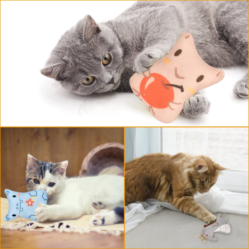TUSATIY Cat Catnip Toys-5Pcs Cat Chew Toys for Indoor Cats Soft Plush Cat Toys Teeth Cleaning Interactive Catnip Filled Kitten Pillows Toy Pet Toy - PawsPlanet Australia