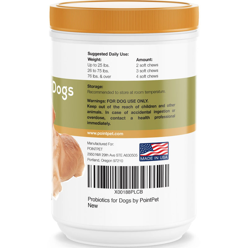 POINTPET Probiotics for Dogs - Natural Probiotic Supplement with Prebiotics, Relief from Diarrhea, Dry and Itchy Skin, Gas, Constipation, Allergies - Digestive and Immune Support, 120 Soft Chews - PawsPlanet Australia