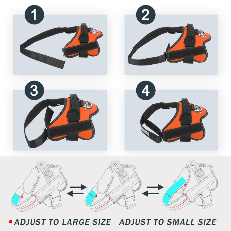 Bolux Dog Harness, No-Pull Reflective Dog Vest, Breathable Adjustable Pet Harness with Handle for Outdoor Walking - No More Pulling, Tugging or Choking X-Small (Pack of 1) Orange - PawsPlanet Australia