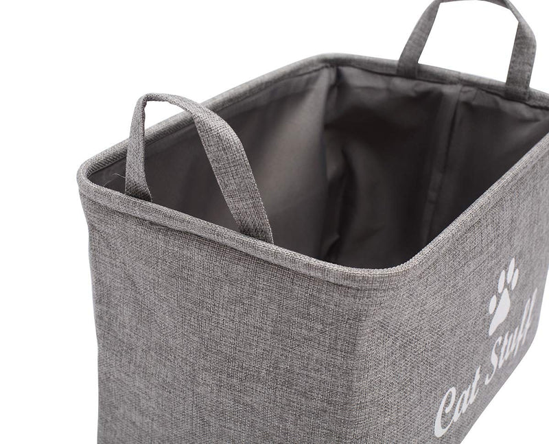 Morezi Canvas Pet Toy and Accessory Storage Bin, Basket Chest Organizer - Perfect for Organizing Pet Toys, Blankets, Leashes and Food - Grey - Cat - L 38x27x25cm Cat Grey - PawsPlanet Australia