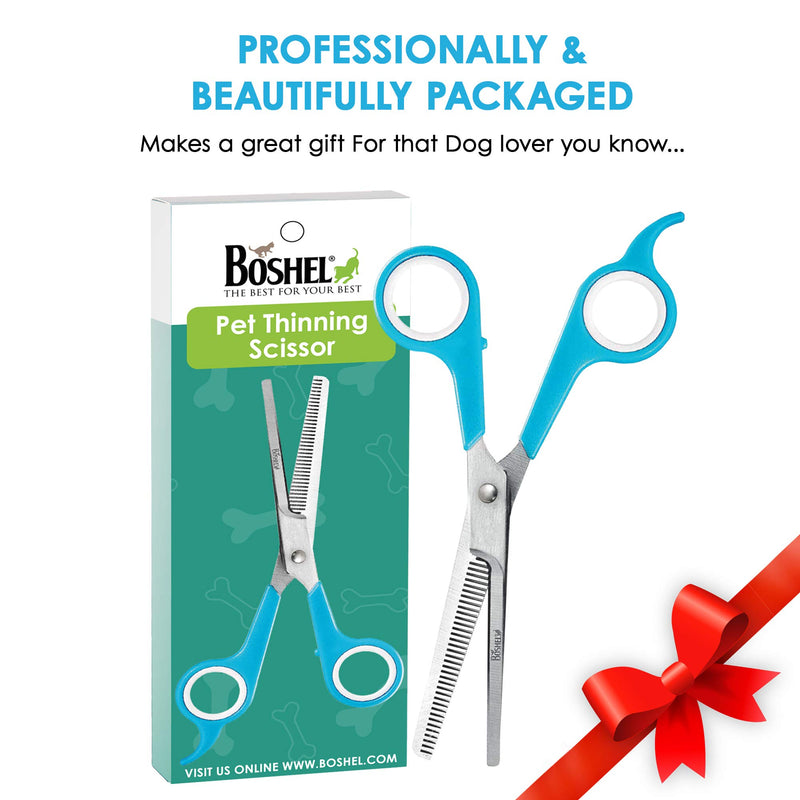 BOSHEL Dog Thinning Shears - 7" Straight Dog Trimming Shears With Safe Rounded Tips - 26 Teeth Pet Grooming Scissors For Blending & Texturizing - Dog Grooming Shears - Cat & Dog Grooming Scissors - PawsPlanet Australia