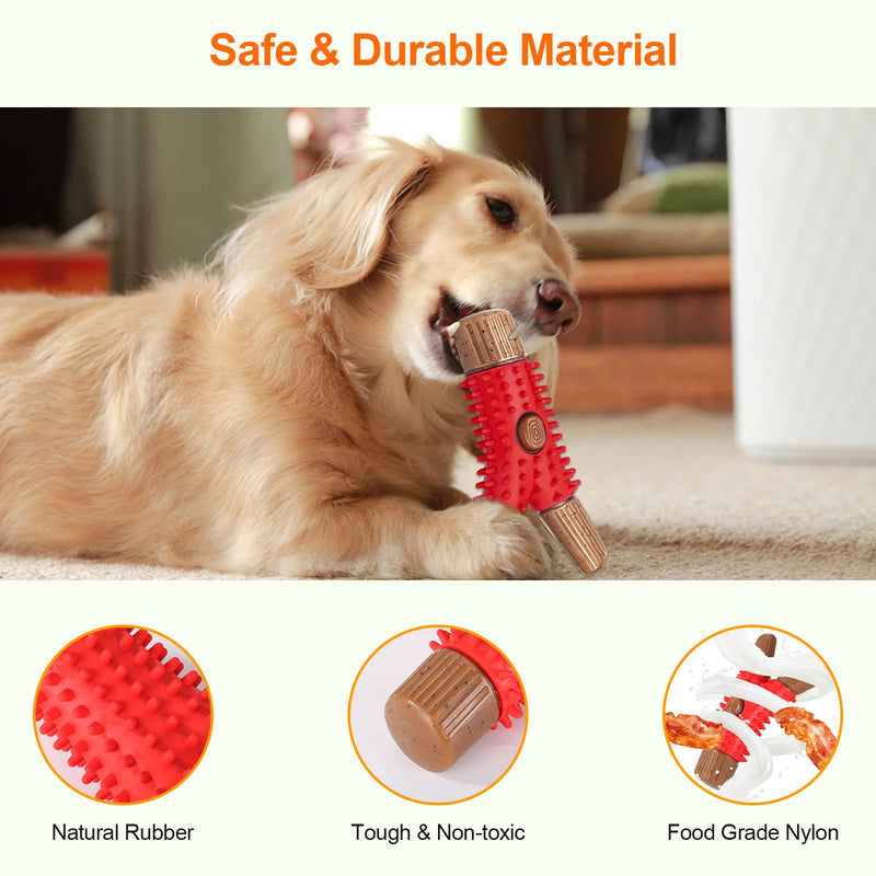 ENJOY PET Dog Chew Toys for Aggressive Chewers, Durable Interactive Dog Toys for Large & Medium Breed, Natural Rubber and Tough Nylon Puppy Teething Chew Toys with Real Bacon Flavor - PawsPlanet Australia