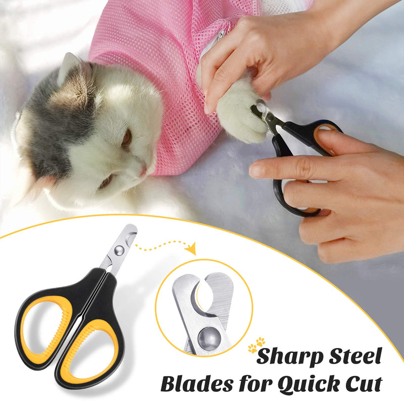 4 Pieces Cat Bathing Bag Set Cat Grooming Shower Pet Net Bag with Grooming Gloves Pet Nail Clippers for Cats Dogs Bathing Nail Trimming Cleaning Tools - PawsPlanet Australia