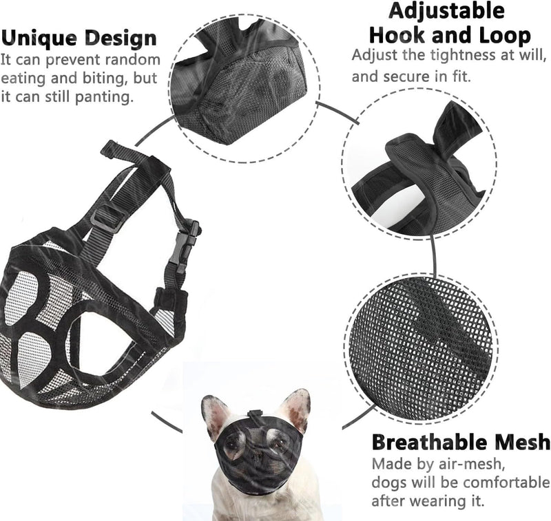 Muzzle for dogs, dog muzzle short snouts dog muzzle bulldog eating protection poison bait protection dog chewing, barking, dog mask French Pekingese, Shih-Tzu, Pug, also, cats Dog Muzzle M - PawsPlanet Australia