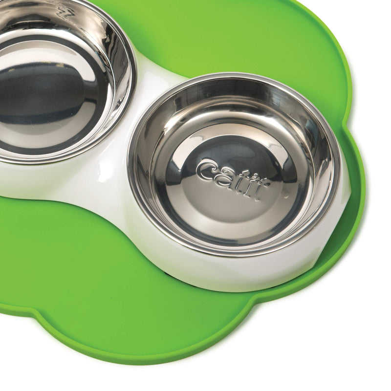 Genuine Catit Fountain Filters for 3 Litre Flower Fountain, Fresh and Clear Fountains Only, Pack of 5 & Flower Placemat, Medium, Green - PawsPlanet Australia