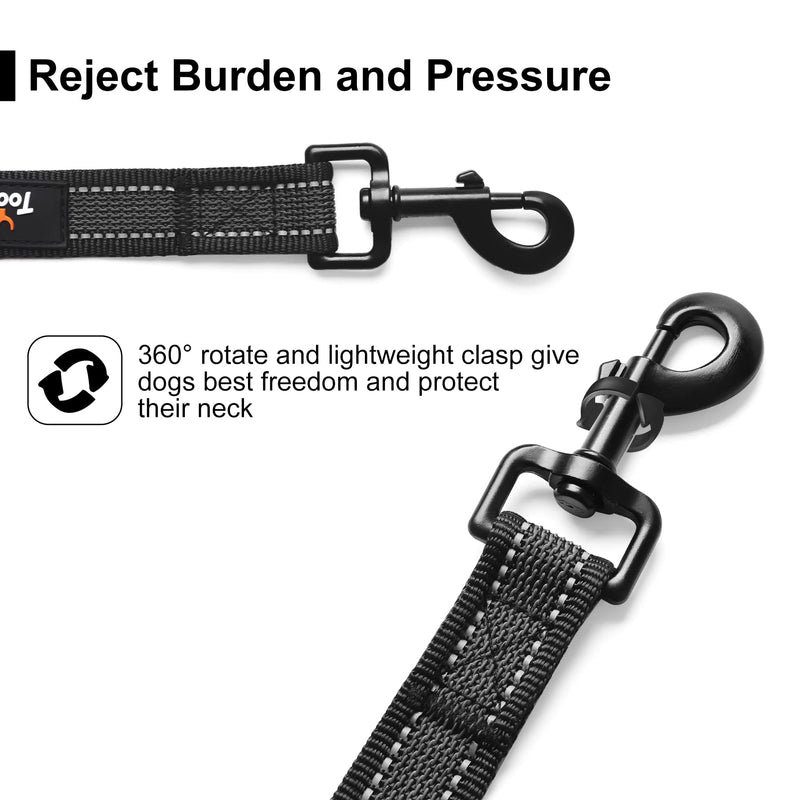 Toozey Tow Lead for Dogs 5 m Rubberized Dog Lead for Small to Large Dogs with Hand Strap and Storage Bag - Black (Width 2.5 cm) - PawsPlanet Australia