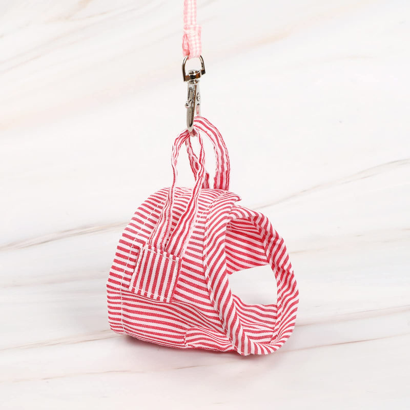Outdoor harness with leash for small pets, adjustable striped vest, chest strap, safety harness, lead rope for guinea pigs, ferrets, Dutch pig etc. Red size S - PawsPlanet Australia