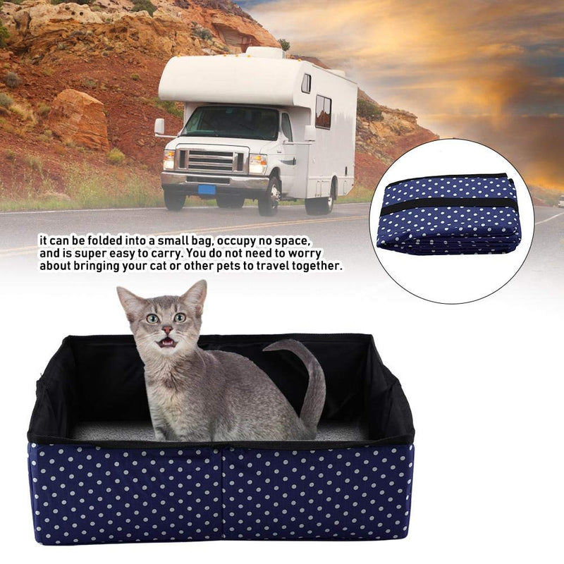 [Australia] - Minnya Cat Litter Box Collapsible Cat Litter Pan Cat Toilet Box Foldable Toilet Tray Carrier Waterproof Leakproof Pet Litter Box for Indoor and Outdoor Use Blue 