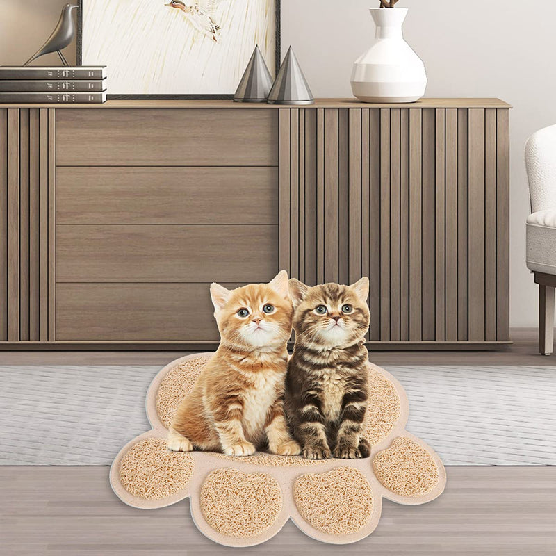 Pet Feeding Mat, Non Slip Waterproof Bowl Mat for Dog and Cat, 30 * 37cm(11.8 * 14.6inch) (Beige) Beige - PawsPlanet Australia