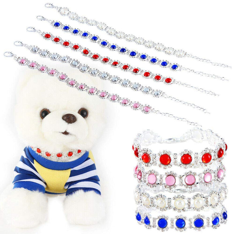 Dogs Kingdom Pet Dog Cat Crystal Collar Bling Rhinestones Party Princess Necklace Adjustable Necklace Accessories S:8-10" neck Green - PawsPlanet Australia