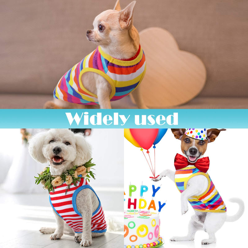 2 Pieces Dog Rainbow Stripe Shirts Pet Clothes Soft Puppy Summer T-Shirts Comfortable Dog Striped Shirts Breathable Dog Vest Dog Outfit for Dogs Cats Puppy (Bright Pattern, Small) Bright Pattern - PawsPlanet Australia