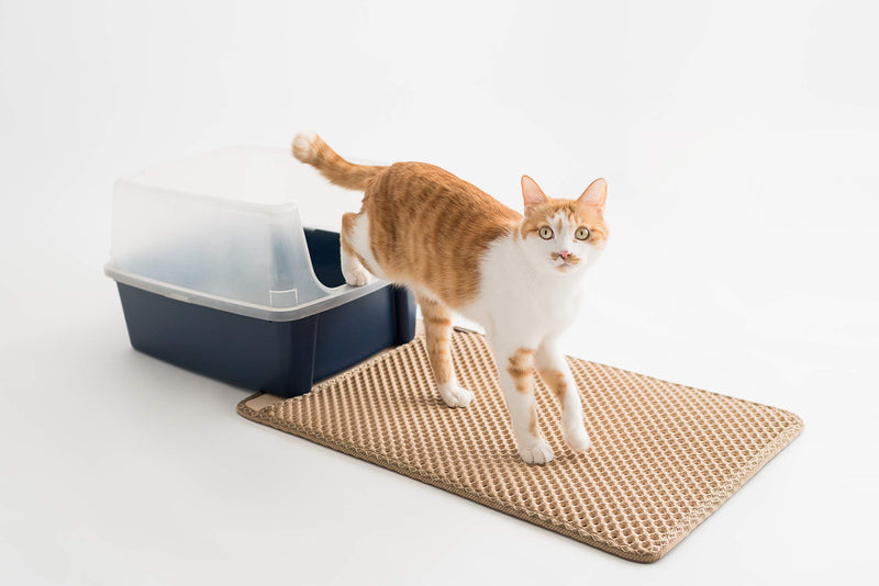 BlackHole Litter Mat 27 x 18 inch Long Cat Litter Mat Beige - PawsPlanet Australia