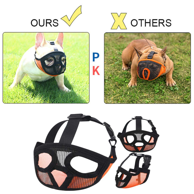 WINS Short snout dog muzzles prevent biting barking soft french Bulldog Short-snouted dog muzzle adjustable brethable mesh S 36-48CM Black - PawsPlanet Australia