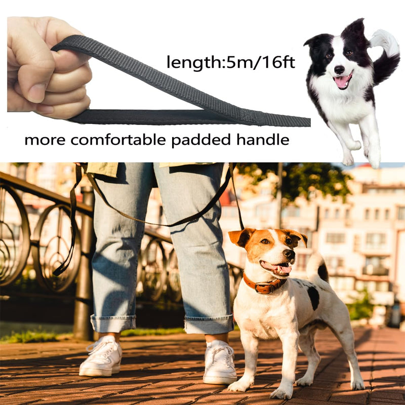 NavoX Dog Training Leash 5m Nylon Long Cord Dog Leash with Padded Handle for Dogs Obedience Tracking (Black) Black 5m - PawsPlanet Australia