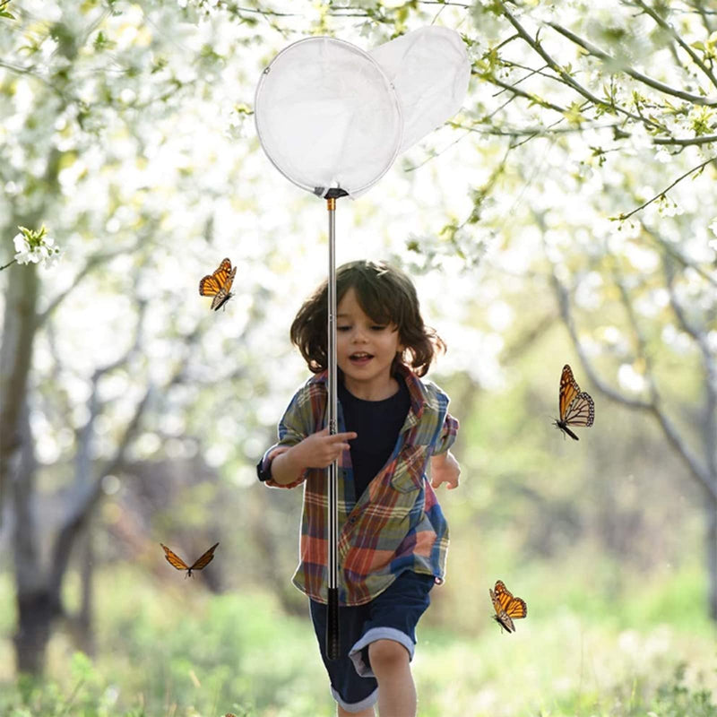 EAR PADZ Insect and Butterfly Net with 10" Ring, Handle Extends to 48 Inches Extendable Aluminum Alloy Rod Telescopic Handle Landing Net Extendable Net for Adults and Kids - PawsPlanet Australia