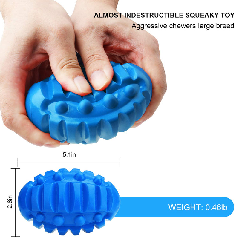 Funow Dog Chew Toys Durable Squeaky Dog Toys Undestructable Rubber Ball for Extreme Chewers Boredom Strong Tough Training Teething Dogs Gift Nearly Indestructible for Medium and Large Breed (Blue) Blue - PawsPlanet Australia