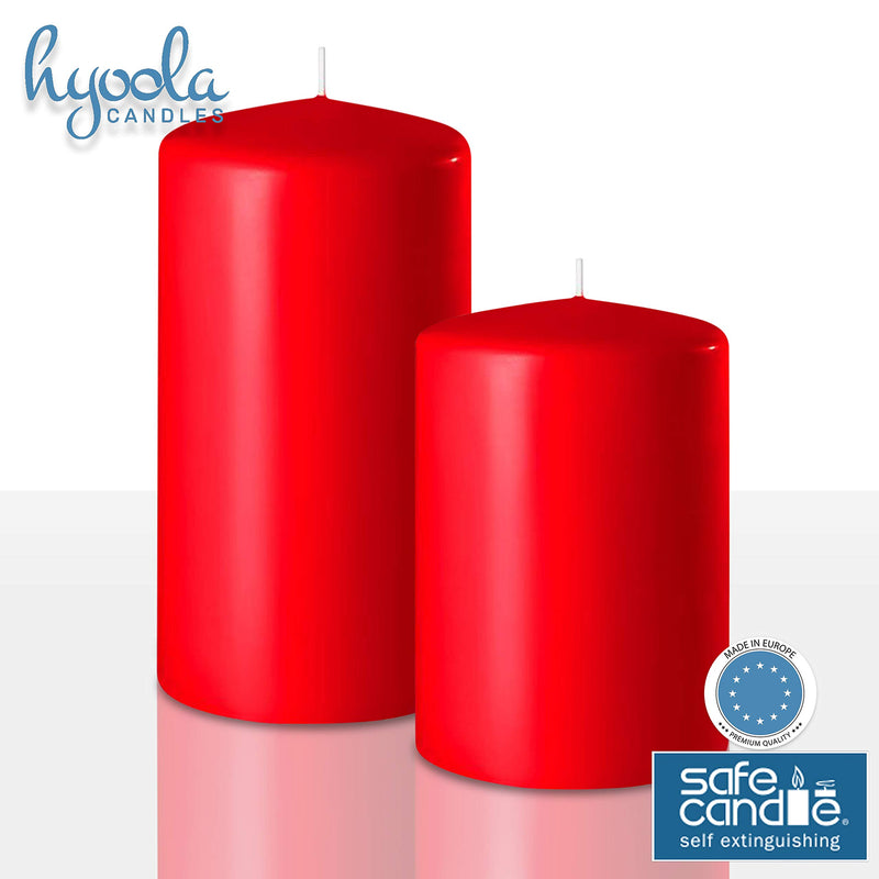 Hyoola Red Pillar Candles 2-inch x 4-inch - Unscented Pillar Candles - Set of 4 - European Made - PawsPlanet Australia