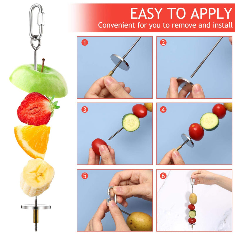 [Australia] - 3 Pieces Stainless Steel Bird Parrot Skewer Stainless Steel Bird Food Holder Small Animal Fruit Vegetable Holder Foraging Hanging Food Feeding Tool for Parrots Cockatoo Cockatiel Cage (20, 16, 12 cm) 