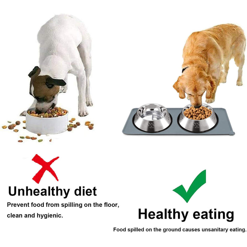 jiuhao Silicone Cat Dog Food Mat, Pet Feeding Mat,Dog Cat Bowl Mat-Waterproof & Non Slip Silicone Pet Feeding Mat for Food and Water Bowls (21.6x15inch), Grey (21.6x15inch) - PawsPlanet Australia