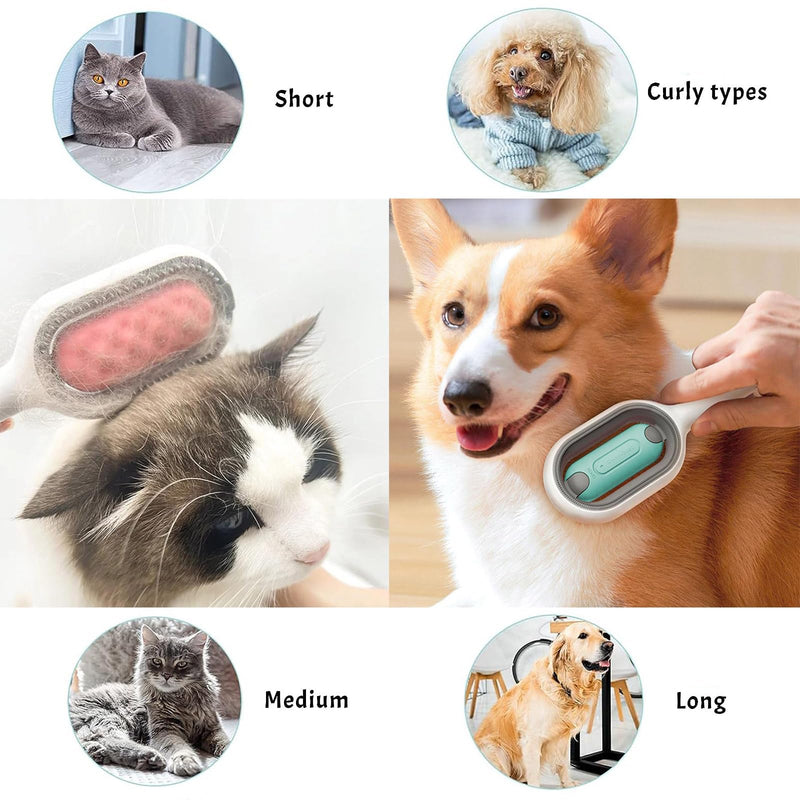 Pack of 2 pet hair removal combs with water tank, multifunctional pet cleaning brush, 4 in 1 cleaning brush for dogs and cats, massage, cleaning, undercoat grooming and hair loss - PawsPlanet Australia