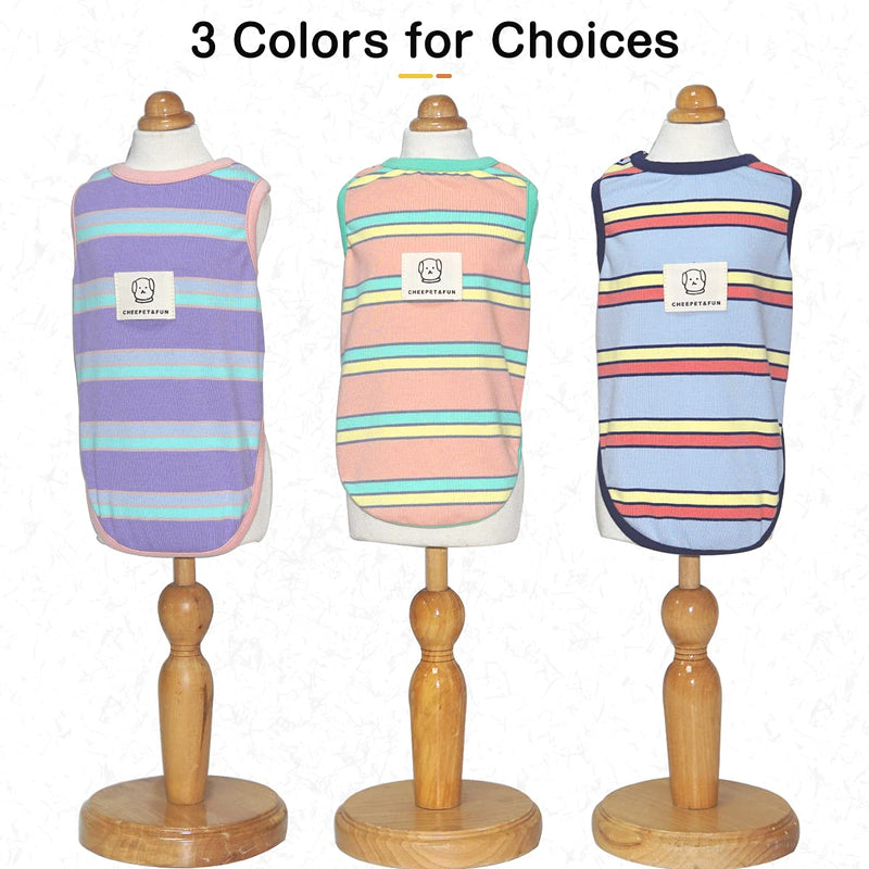 Dog t shirts for Small Dogs Cat Striped T-Shirt Soft Cotton Tee Shirt Comfortable Small Dog Jumper Cat Tank Vest Outfit Breathable Sleeves Shirts for Small Dogs Cats Clothes Blue M - PawsPlanet Australia
