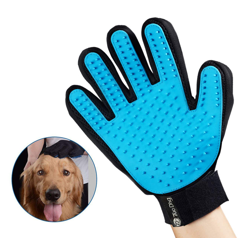 TUODING Pet Grooming Glove Brush，2Pcs Pet Grooming Gloves For Cat & Dog - Pet Hair Remover Brush+Furniture Clean Tool &Gentle Deshedding Brush - Rubber Tips for Massage (1 Pair Left and Right Hand) … 2PCS sky blue - PawsPlanet Australia