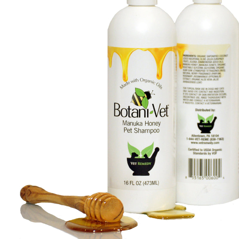 [Australia] - BotaniVet Certified Organic Manuka Honey Pet Shampoo 16 Oz - 100% Natural Ingredients - Veterinary Dermatologist Formulated for Allergies and Itching 