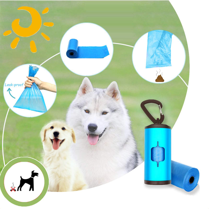 Morn Light Dog Poop Metal Holder Pet Waste Dispenser Aluminum Tube Includes 1 Roll-15pcs Reusable Waste Bags… (Blue) Blue - PawsPlanet Australia