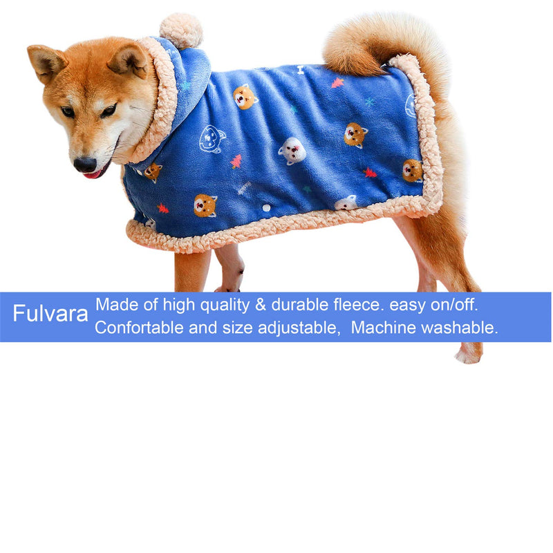 [Australia] - Fulvara Dog Coat,Fleece Dog Warm pet Clothes,Soft & Warm Multi-Function & Washable Pet Blanket Cover Medium Blue 