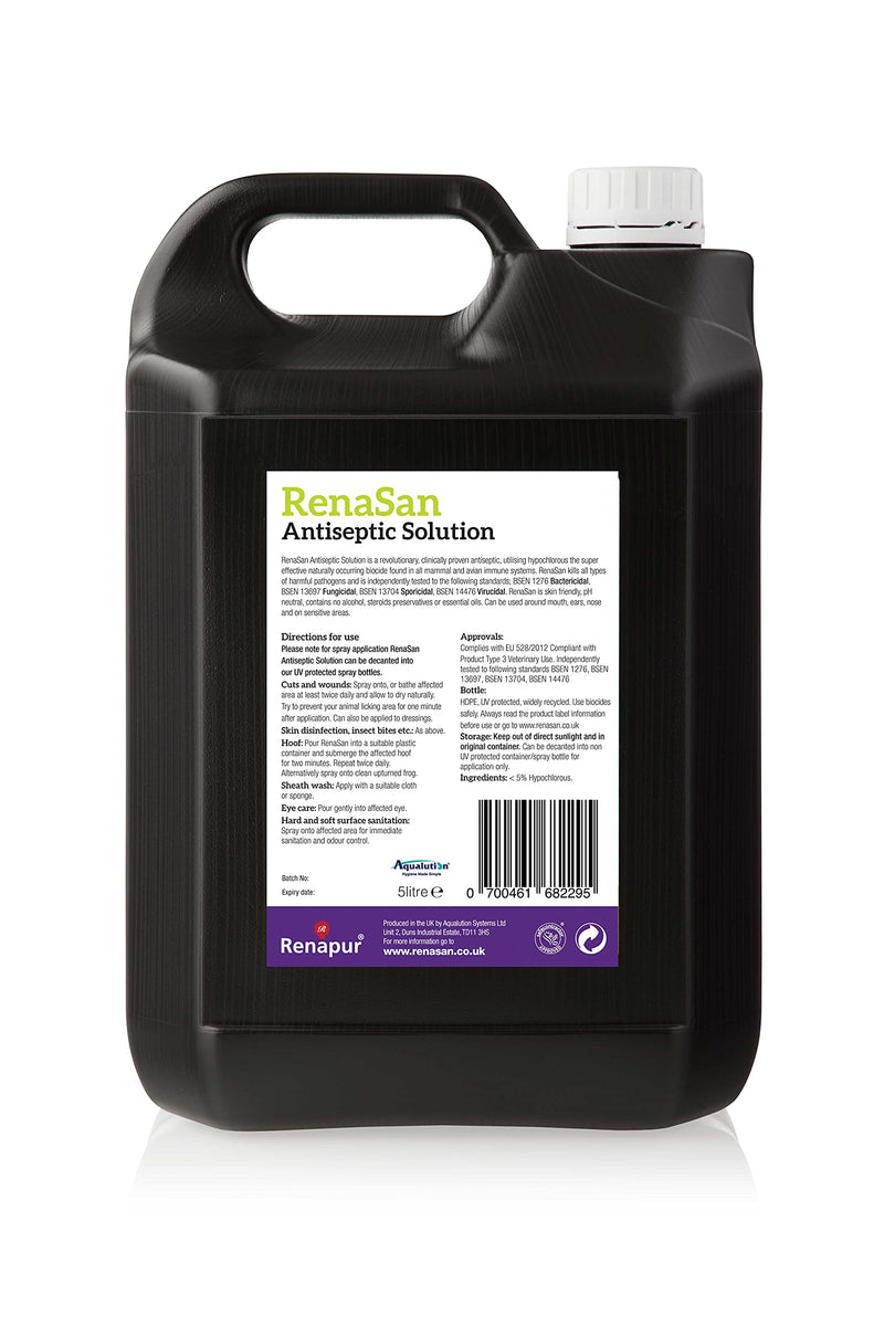 RenaSan Antiseptic Solution (5 Litre)  Alcohol-Free Antiseptic Wound and Skin Care for Animals, Dogs, Cats, Equine, Avian, Reptile - PawsPlanet Australia