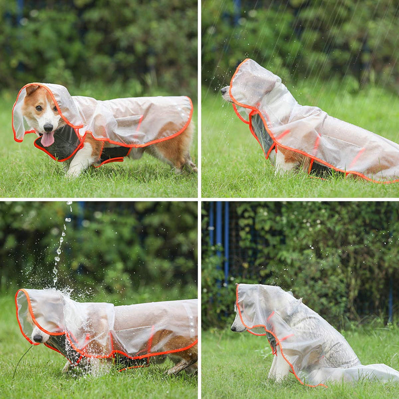[Australia] - welltop Dog Raincoat Adjustable Pet Waterproof Clothes Lightweight Breathable Rain Poncho Jacket Hooded Slicker with Leash Holes, for Small Medium Large Size Dogs 