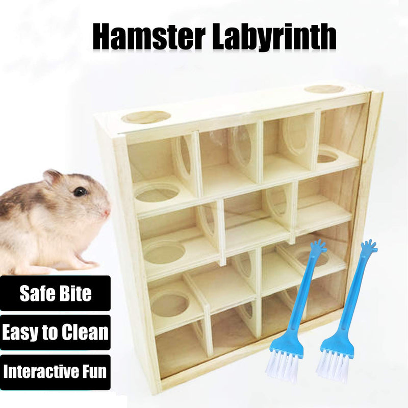 Allazone Hamster Labyrinth Hamster Small Animal Toy, Hamster Toy Wooden Toy Hamster Nest and Cleaning Brush for Hamsters, Mouse, Other Small Animals Style 6 - PawsPlanet Australia