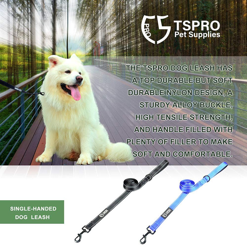 [Australia] - TSPRO Dog Leash Reflective Dog Leash Walking Lead with Swivel Heavy Duty Clasp Dog Rope with Handle Black 