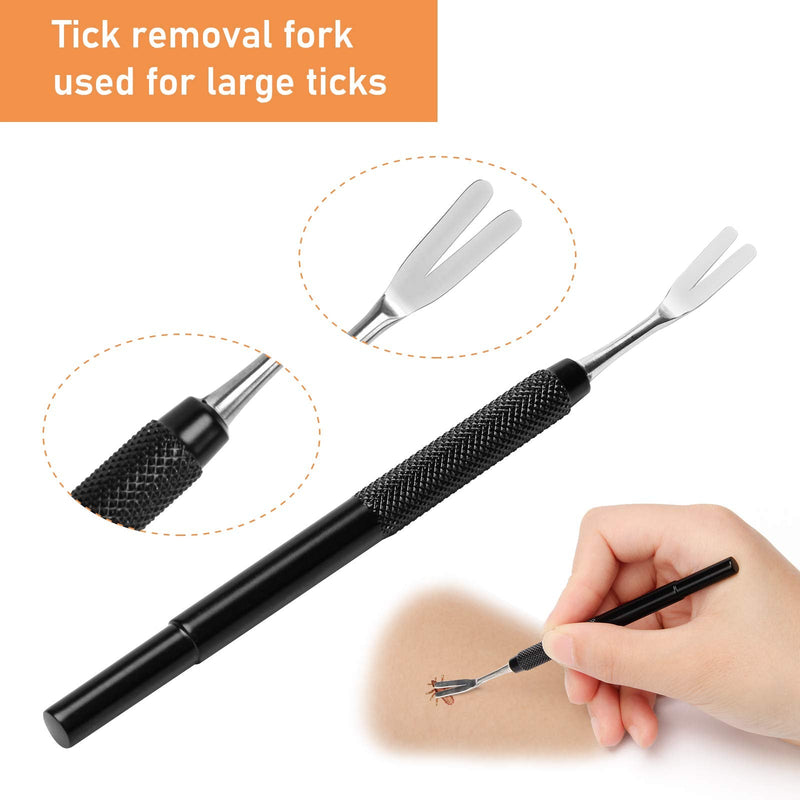 COITEK 3 in 1 Tick Remover Kit, Black Tick Remover Tweezers Stainless Steel Tick Remover Tools Set for Pet Dog, Cat, Human with Storage Box - PawsPlanet Australia
