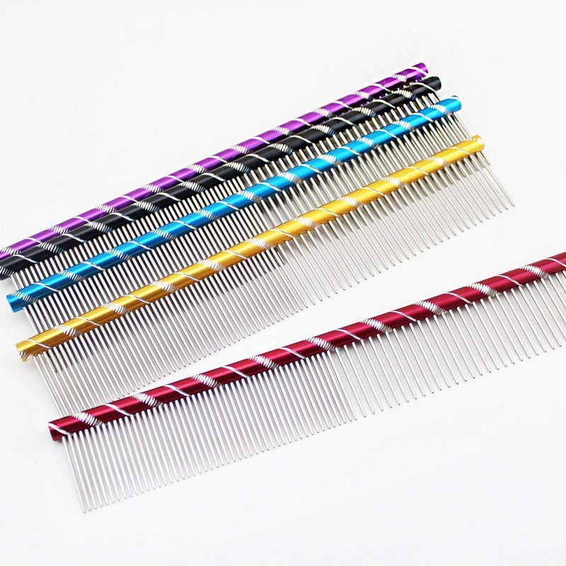 Meetory Pet Comb Dog Metal Dog Comb Stainless Steel Dog Grooming Combs Grooming Comb Cat Comb (16 cm x 2.7 cm, 1 Piece Random Color) - PawsPlanet Australia