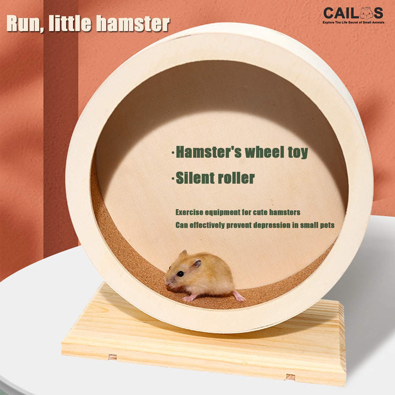 CAILOS Hamster Wooden Wheel, Small Animal Toys Wooden Mute Cork Mat Hamster Running Wheel Golden Silk Bear Chinchilla Guinea Pig Hamster Toy S（6.10x3.74x7.01inch） - PawsPlanet Australia