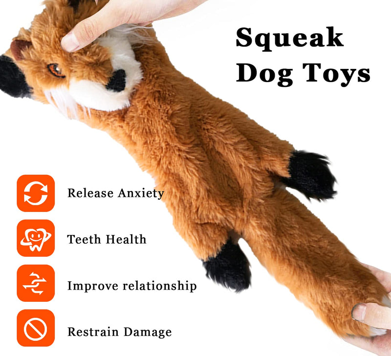 Cnikpet Dog Squeaky Toys, No Stuffing Plush Chew Toy for Small Medium Dogs Puppy Aggressive Chewers Large Breed, 5 Pack Cute Animals (Fox,Squirrel,Raccoon,Penguin and Cow) 5Pack - PawsPlanet Australia