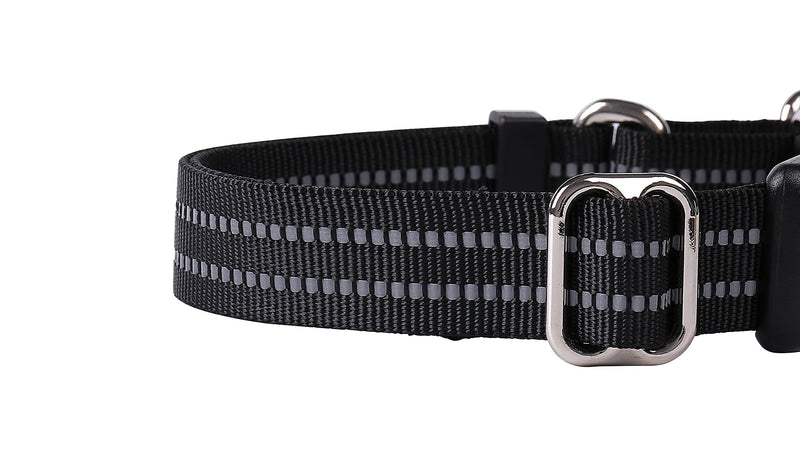 Hikiko Martingale Dog Collars - Adjustable Reflective Dog Training Collar with Quick Release Buckle for Small Medium Large Dogs. Black S:3/4"X（11"-14"） - PawsPlanet Australia
