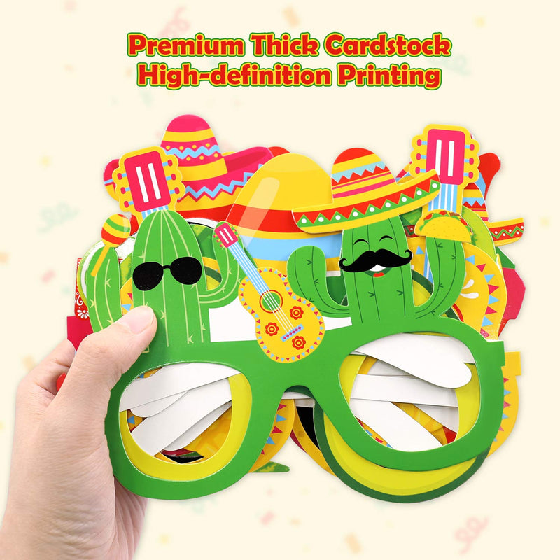 Fiesta Party Decorations Paper Eyeglasses Cinco De Mayo Paper Eyewears Mexican Themed Cactus Chili Pepper Pinata Taco Avocado Corn Guitar Sombrero Maraca Margarita Photo Props Let's Fiesta Party Supplies 12PCS - PawsPlanet Australia