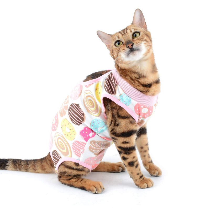 SELMAI Medical Pet Shirt Cat Bodysuit for Dogs After Surgery Dog Castration Soft Cotton E-Collar Alternative for Pets Nursing Clothing Wound Protection Prevent Licking Skin Diseases Pink S Donut - PawsPlanet Australia