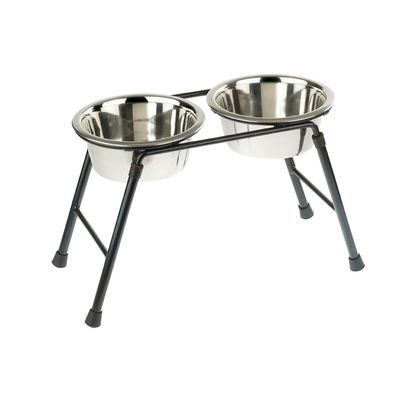 Classic Pet Products Double Feeder High Stand with 2500 ml Stainless Steel Dishes, 370 mm Tall, clear - PawsPlanet Australia
