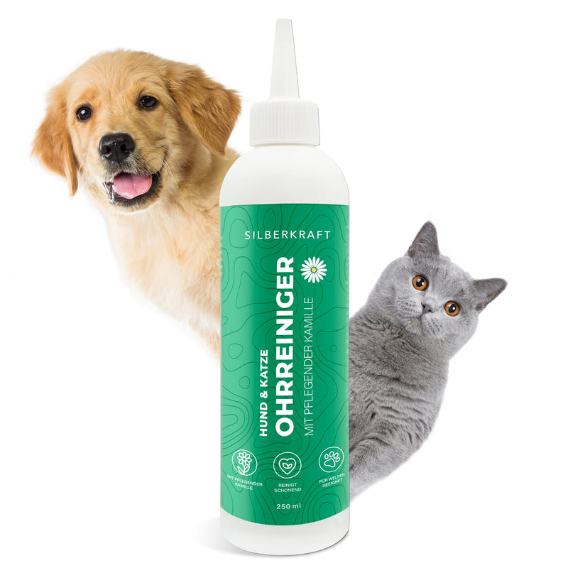 Silberkraft Ear Cleaner for Dogs and Cats, Ear Care, with Chamomile Extract, Cleans Gently and Gently, Relieves Itching, Suitable for Puppies (250 ml) 250 ml - PawsPlanet Australia