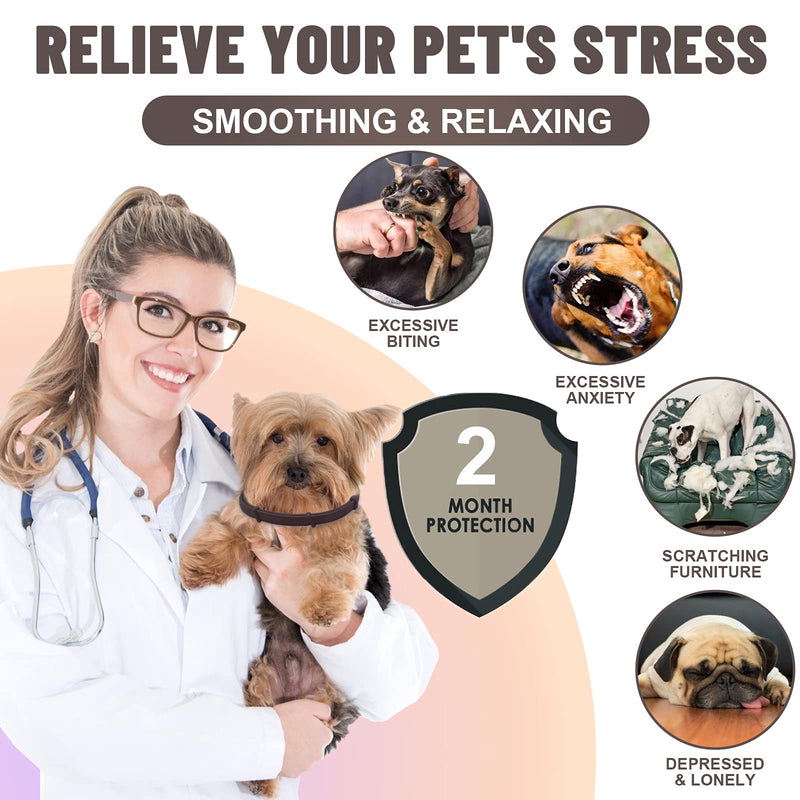 Calming Collar for Dogs, Adjustable Waterproof Safe Pheromone Calm Collars, Anxiety Relief & Anti Stress Dog Collars with 60 Days Long Lasting Calming Effect for Large Middle and Small Dogs Brown -1 Pack - PawsPlanet Australia