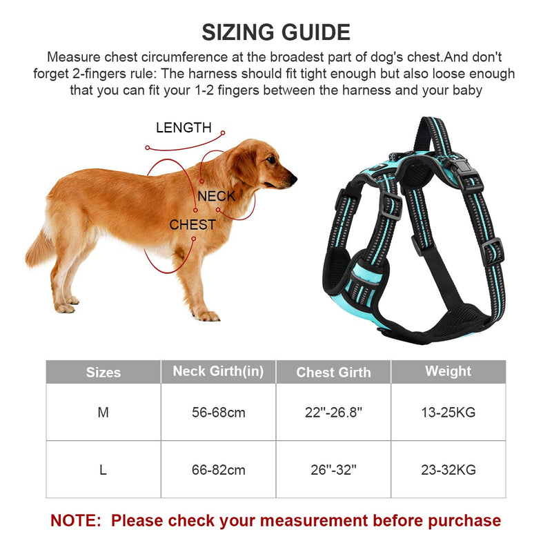[Australia] - PHILORN No Pull Dog Harness with 1.5m Leash, Adjustable Front Clip Dog Vest Harness, Soft Mesh Padded Vest with Reflective Stitching, Handle and 2 Rings, Easy Control for Small, Medium, Large Dog 