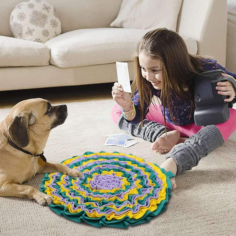 Snuffle Mat for Dogs, Dog Feeding Mat, Durable Interactive Dog Toys Encourages Natural Foraging Skills, Treat Dispenser Stress Relief round - PawsPlanet Australia