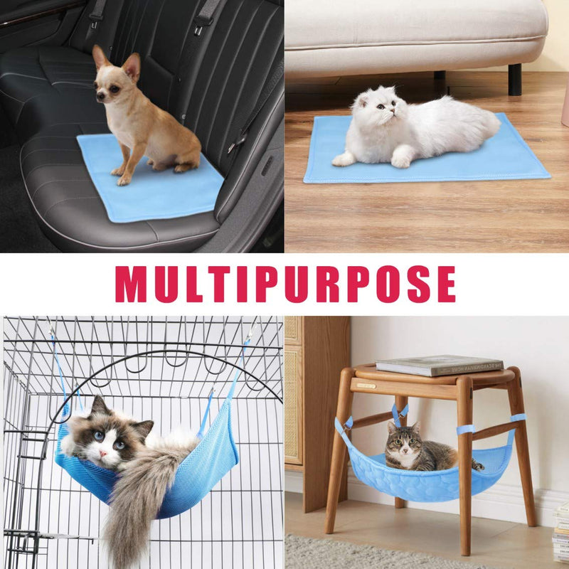 Idepet Pet Hammock Cat Cooling Bed,Dual Use Cat Cool Pad Mat Comfortable Pet Hanging Bed for Cats/Kitten/Small Dogs/Rabbits/Other Small Animals,Space Saving Hang Anywhere Summer Winter M Blue - PawsPlanet Australia