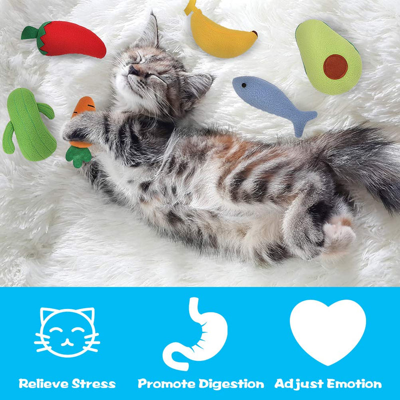 PAWCHIE Catnip Toys for Indoor Cats - 6 Pack Soft Interactive Cat Toys, Kitten Chew Toys with Natural Catnip Filled - PawsPlanet Australia