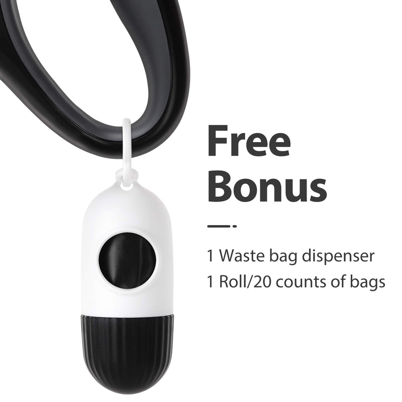 Fida Retractable Dog Leash with Dispenser and Poop Bags for X-Small/Small/Medium/Large Breed, 16 ft Heavy Duty Pet Walking Leash, Anti-Slip Soft Handle, Reflective Strong Nylon Tape, One-Handed Brake X-Small, 10ft Black - PawsPlanet Australia