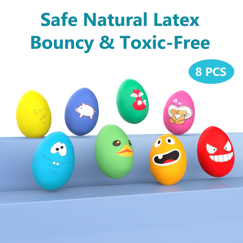Squeaky Dog Ball, [8 Pack] Interactive Latex Rubber Dog Squeak Toys, Soft Bouncy Fetch Egg Shape Pet Balls for Dog (8 PACK) 8 PACK - PawsPlanet Australia